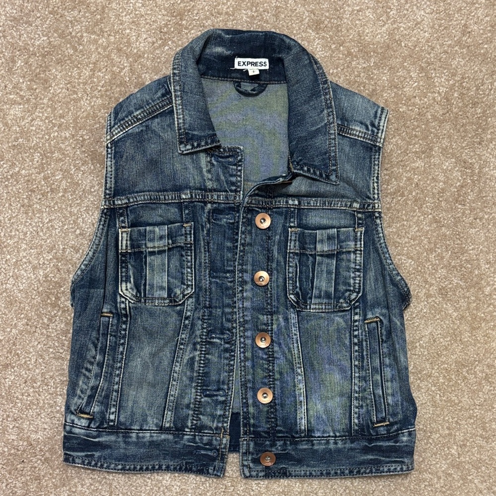 Cropped Petite Denim Vest